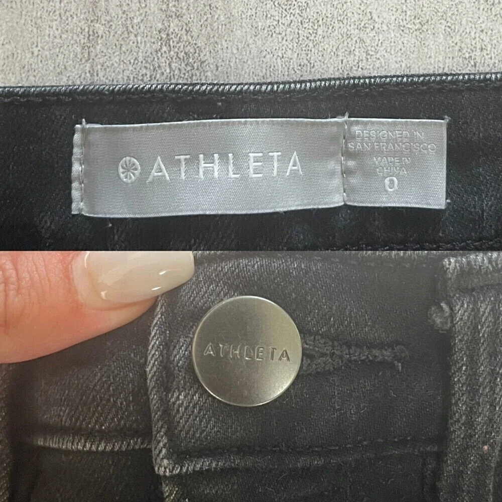 Athleta Sculptek Women Size 0 Black Ultra Skinny Zip Cotton Denim Ankle Jeans